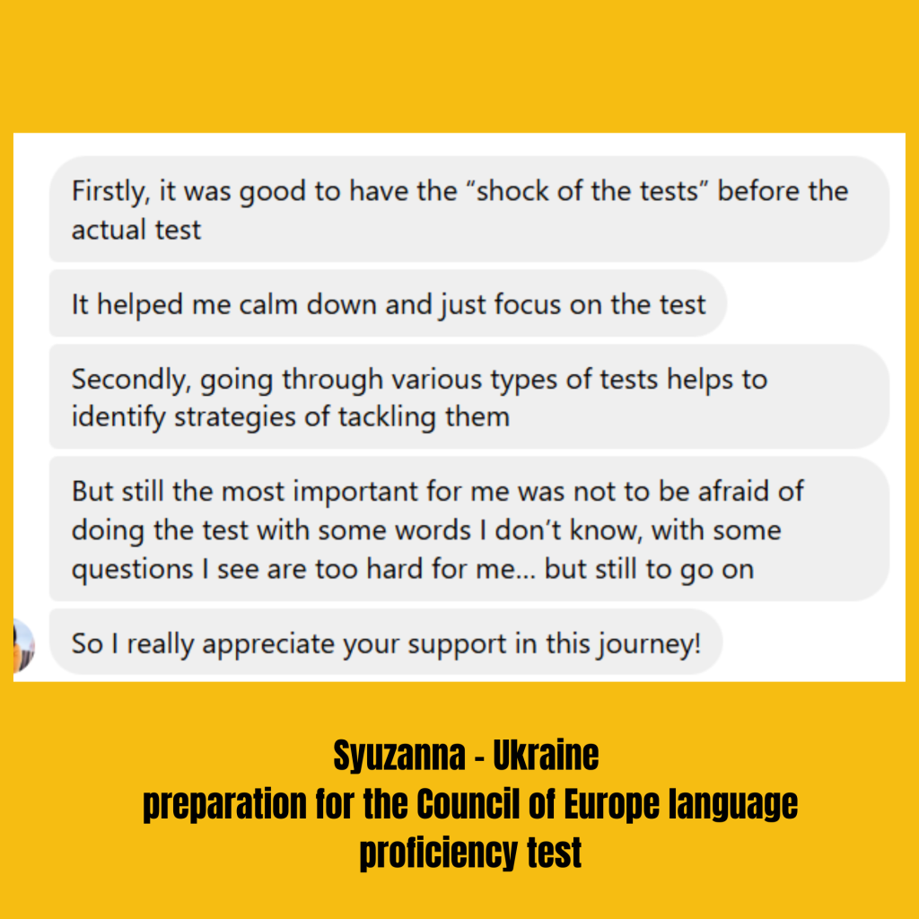 Council of Europe English language test preparation